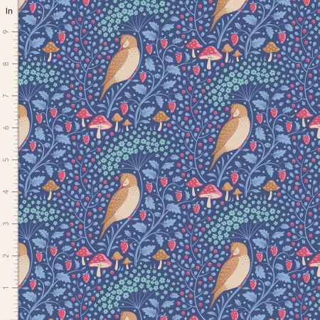 Sleepy Bird Denim From Tilda Hibernation Collection 100% Cotton 44/45"