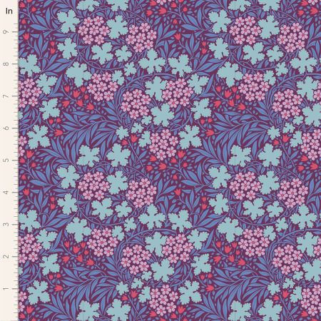 Autumn Bloom Eggplant From Tilda Hibernation Collection 100% Cotton 44/45"
