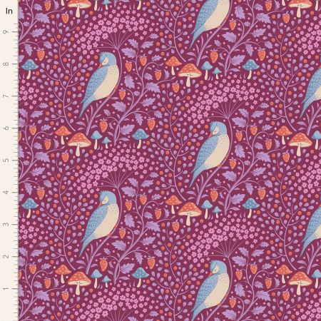 Sleepy Bird Mulberry From Tilda Hibernation Collection 100% Cotton 44/45"