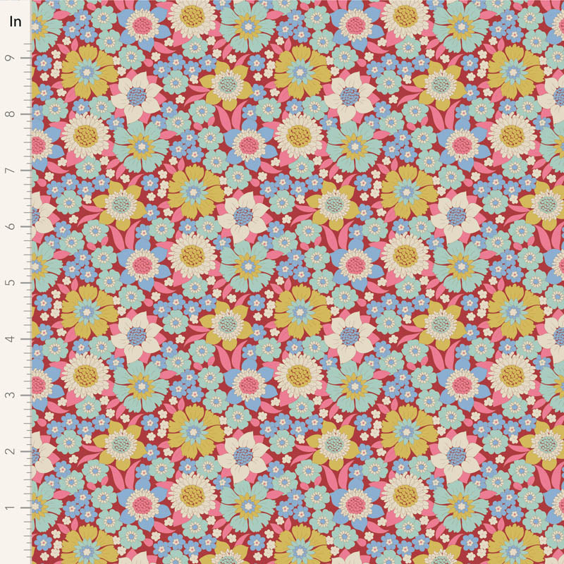 Lauren-Burgundy-Wallflower-Collection-From Tilda-100% Cotton-44/45"