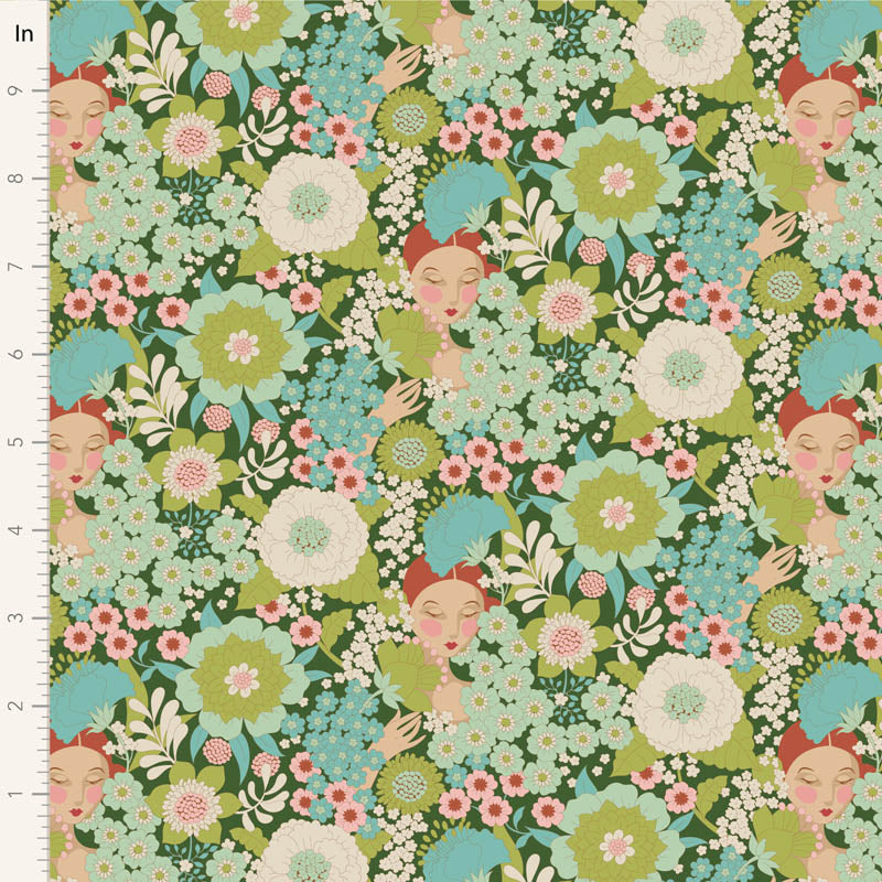 Wallflower-Green-Wallflower Collection-From Tilda-100% Cotton-44/45"