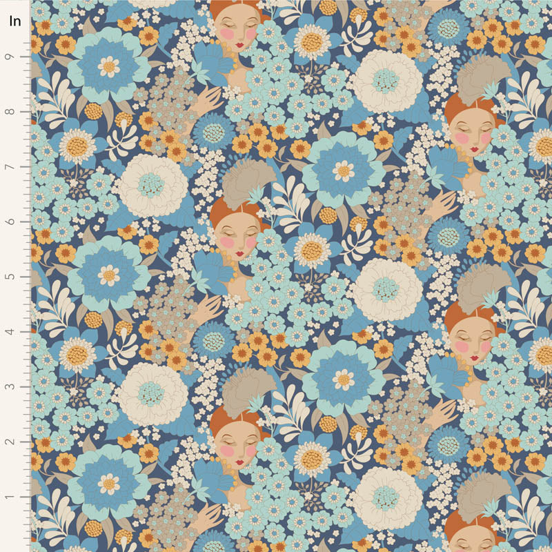 Wallflower-Blue-Wallflower Collection-From Tilda-100% Cotton-
44/45"