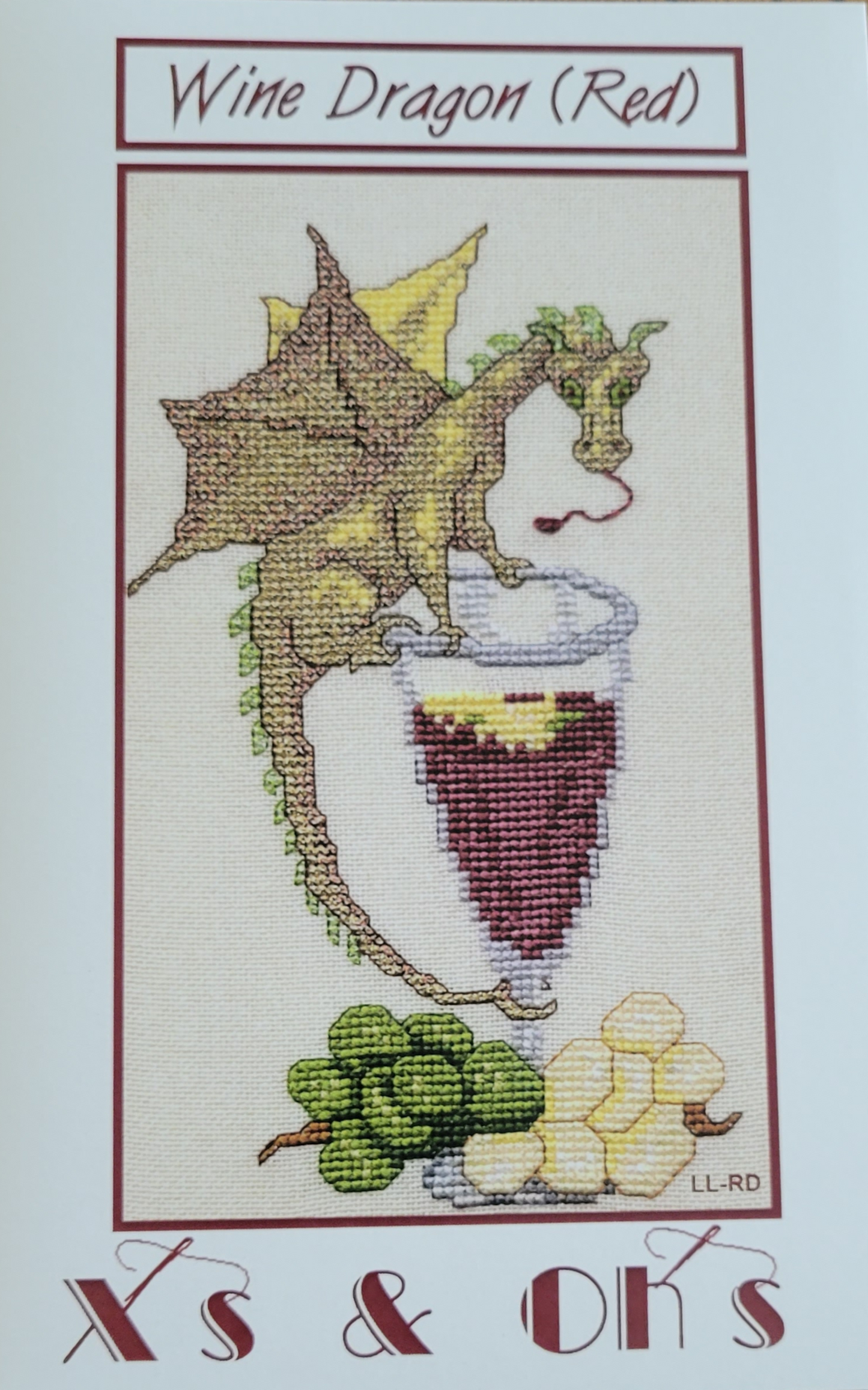 Wine Dragon (Red) Cross Stitch Pattern From x'x & Oh's Needlework Design By Jo Gatenby