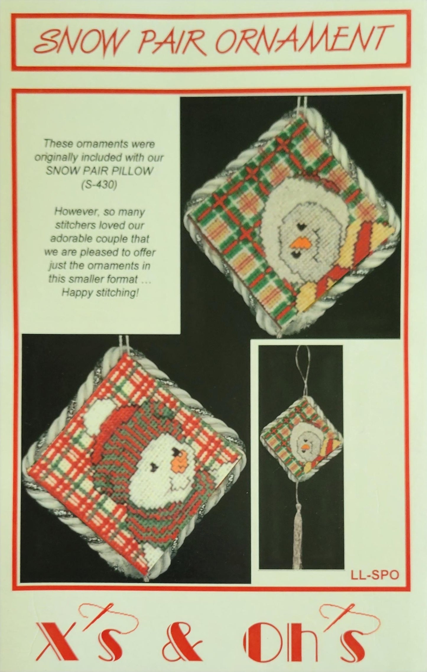 Snow Pair Ornament Cross Stitich Pattern From x'x & Oh's By Jo Gatenby