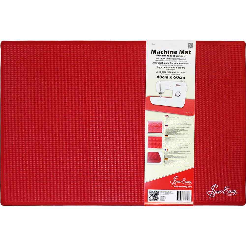 Sew Easy Sewing Machine Mat 15.75" x 23.50" From Sew Easy Cares for your work surface with the soft cushioning and super thick base. Reduces vibration. Waffle grooves to reduce slipping. A large work area to disperse machine weithgt evenly. Comfortable work surface area for hands when sewing. Chamfered edges to reduce pick up and sit neatly on work surfaces.
