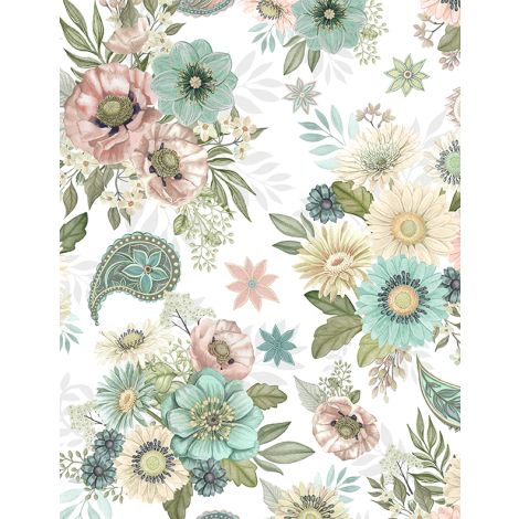 Blissful Large All Over Floral - White - From Wilmington Prints -
By Danielle Leone - 100%Cotton
