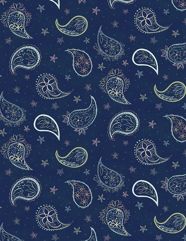 Blissful Paisley Contour - Navy -
From Wilmington Prints
By Danielle Leone - 100% Cotton