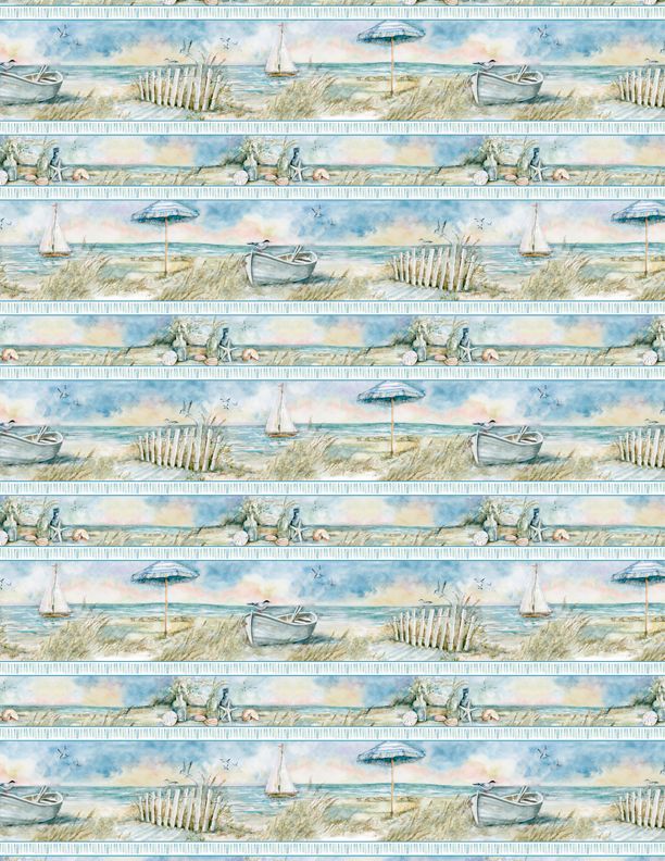Coastal Sanctuary Repeate Border From Wilmington Prints By Susan Winget 100% Cotton 43"/44"