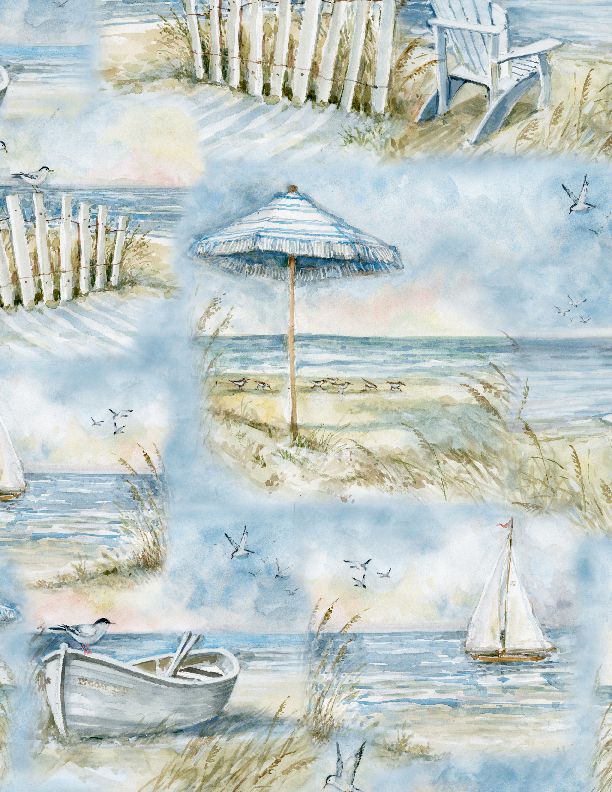 Coastal Sanctuary Ocean Scenic From Wilmington Prints By Susan Winget 100% Cotton 43"/44"