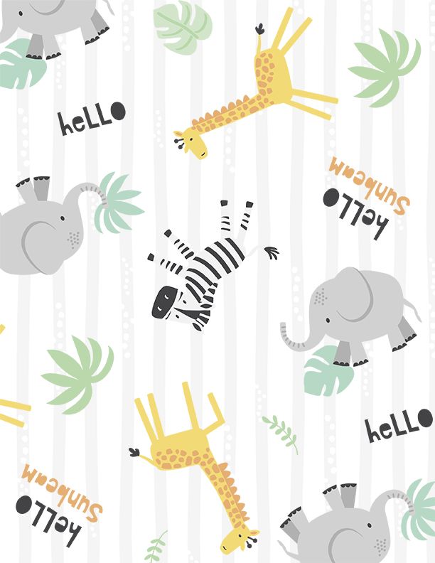 Hello Sunbeam - Large Animal Toss - White From Wilmington Prints By Lisa Perry 100% Cotton 44"/45"