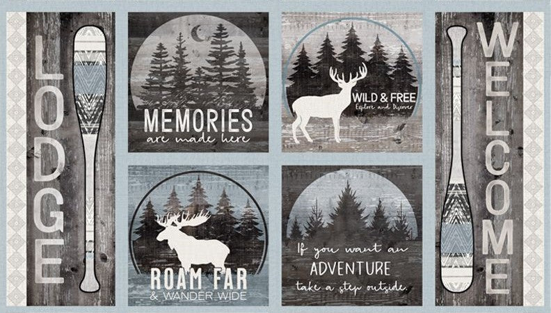 Wild Woods Lodge Fabric Panel From Wilmington Prints 100% Cotton 24" x 44"