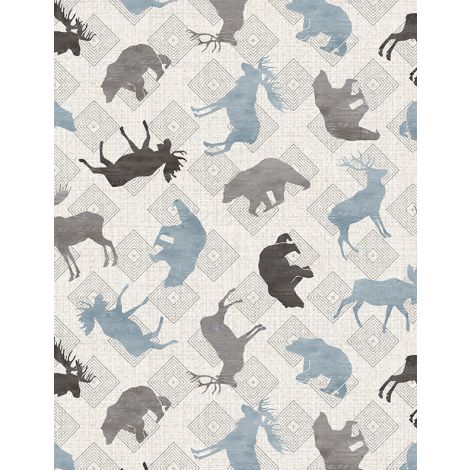 Wild Woods Lodge Animal Toss - Taupe From Wilmington Prints 100% Cotton 43"/44"