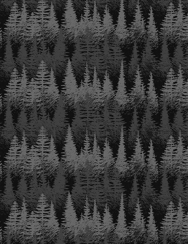 Wild Woods Lodge - Tree Rows - Black From Wilmington Prints 100% Cotton 43"/44"