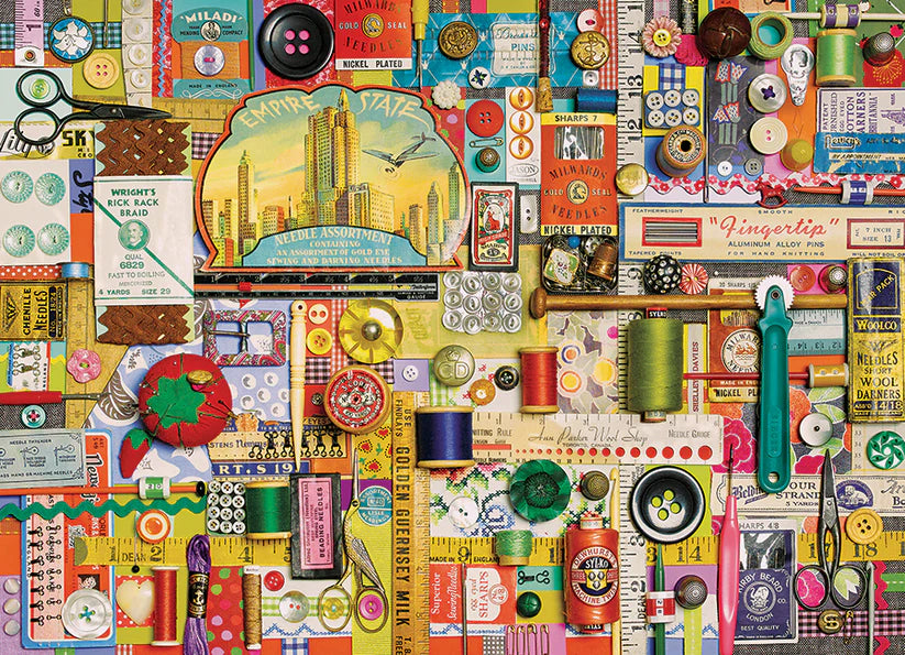 Sewing Notions Puzzle - 1000 PC - Random Cut
From Cobble Hill
Finished Size 19.5" x 26.625"
