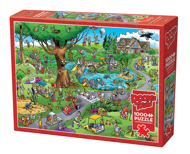 Doodletown - Par for the Course - 1000 PC - Random Cut From Cobble Hill Finished Size 26.625" x 19.25"