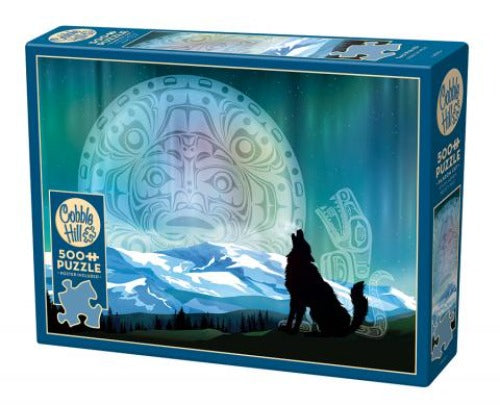 Two Wolves Puzzle 500 Piece Puzzle Cobble Hill Creations Assembled Size: 26.625" x 19.25" Random Size Pieces Poster Included