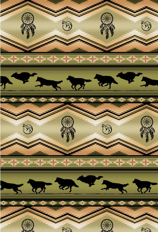 Tucson Wolf Stripe-Olive-From Elizabeths Studio-Tucson Collection-100% Cotton-43/44"