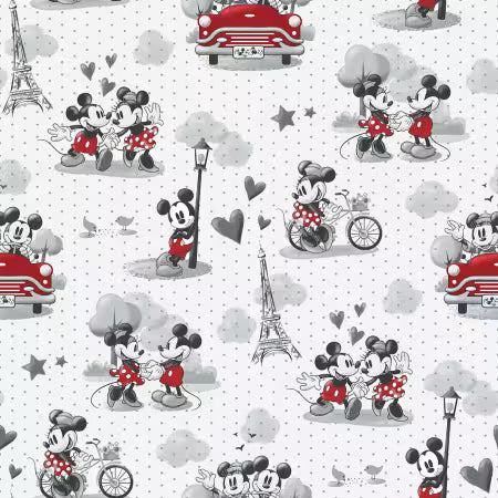 Disney Mickey and Minnie Mouse In Paris
100% Cotton
Width: 42/43in