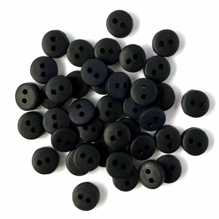 Tiny Black Button Pack - Buttons Galore & More 35 Pieces. 2 Hole. 1/4in. Dome Top and Matte Finish - plastic