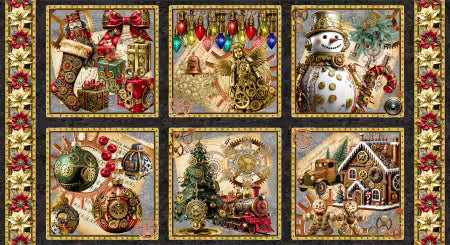 Black Steampunk Christmas Blocks 24 Inch
From Blank Quilting
By Urban Essence
Gears & Garland Collection
100% Cotton
44/45"