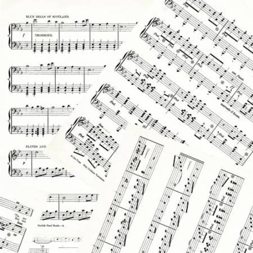 White Musci Sheet From Riley Blake By Janet Wecker Frisch - Art Journal Collection