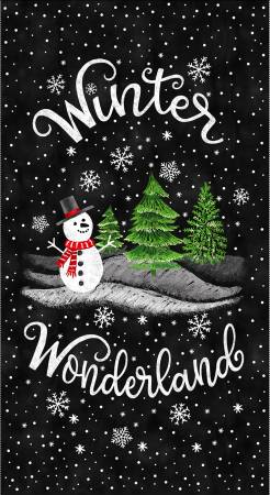 Black Winter Wonderland Panel From Timeless Treasures Winter Wonderland by Gail Cadden Collection 100% Cotton 24" X 44/45"