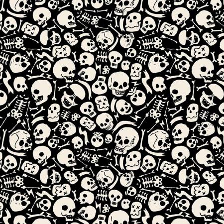 Glow Tossed Skulls And Bones From Timeless Treasures Glows in The Dark 100% Cotton 44/45"