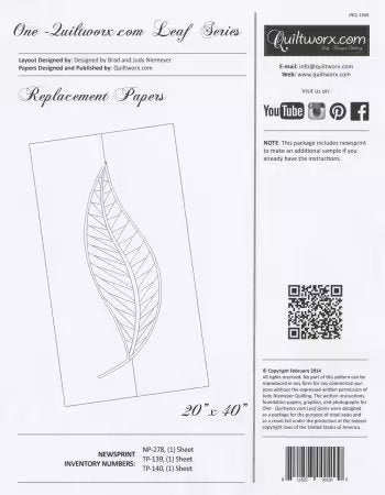 Extra Paper One - Quiltworx Leaf Series-Replacement Papers-From Quiltworx - Judy Niemeyer Quilting
By Brad and Judy Niemeyer
