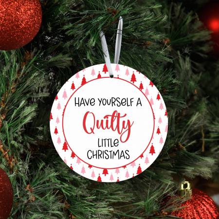 Quilty Little Christmas Metal Ornament is 3.5" in diameter and has the same image on both sides. Each ornament is dyed aluminum with a smooth, glossy finish, is UV protected and almost impossible to scratch. Ribbon color may vary.
Made of: Metal-Size: 3-1/2in diameter
Included: Ornament, Ribbon & Card