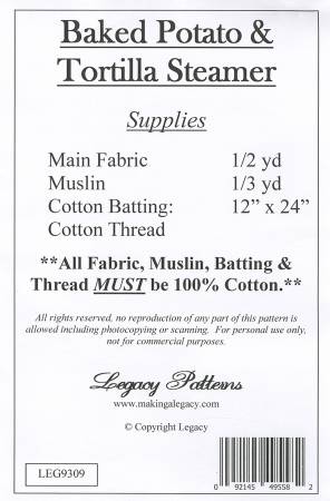 Baked Potato & Tortilla Steamer Pattern From Legacy Patterns