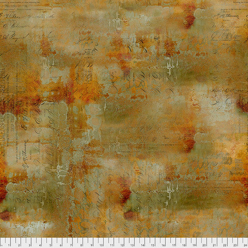 Abandoned - Writing Specimen - Sienna-Tim Holtz Electic Elemets-From FreeSpirit-100% Cotton-44"