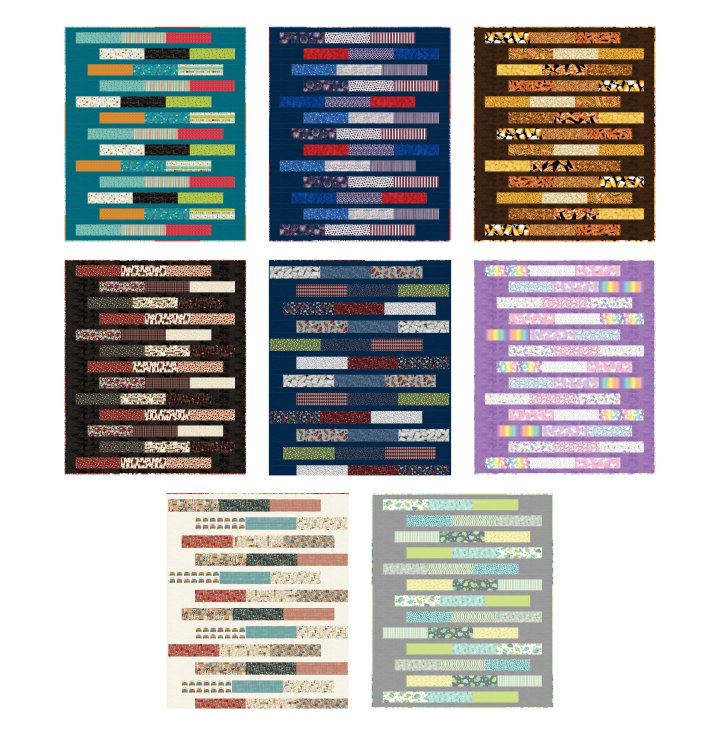 Dreamy Space Flat Fat Stack - Panel of 14 Fat Quarters and Stacked Quilt Pattern.