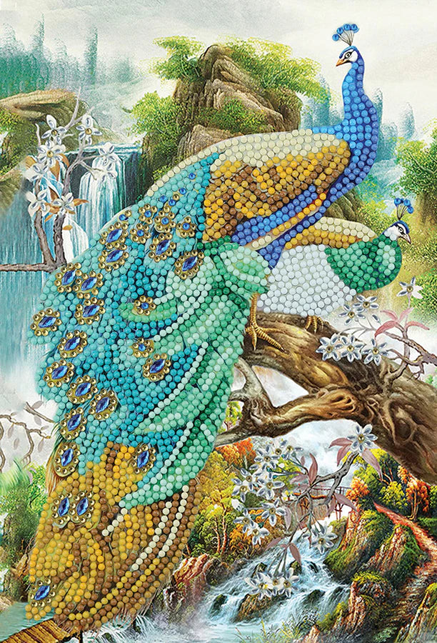 Crystal Art-Peacock Notebook Kit
Get ready to literally make your thoughts dazzle! Create a sparkling stationary cover with the Crystal Art Notebook Kit that comes complete with all the tools and 50 lined pages to record your notes. Give it as a brilliant gift, take it to school, or use as a journal. Approximately 2 to 3 hours assembly time. Notebook size is 6.9" x 10". Suitable for ages 8+. Partial crystal-Crystal Art Notebook Kit includes:
Notebook
Coded adhesive design template
Coded pre-sorted crystal