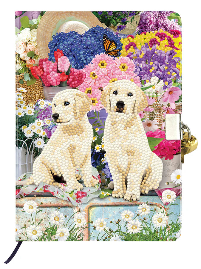 Secret Diary Kit-Country Pups-Crystal Art-A personal journal or notebook known as a "diary" is used to keep track of everyday experiences, thoughts, feelings, and reflections. It is a tool that gives people a platform for self-expression and personal development by enabling them to reflect on and document their lives. Imagine keeping a secret diary with a beautiful crystal art design and writing about your day in it. Each diary includes 48 lined pages and is 6.1" x 8.5"