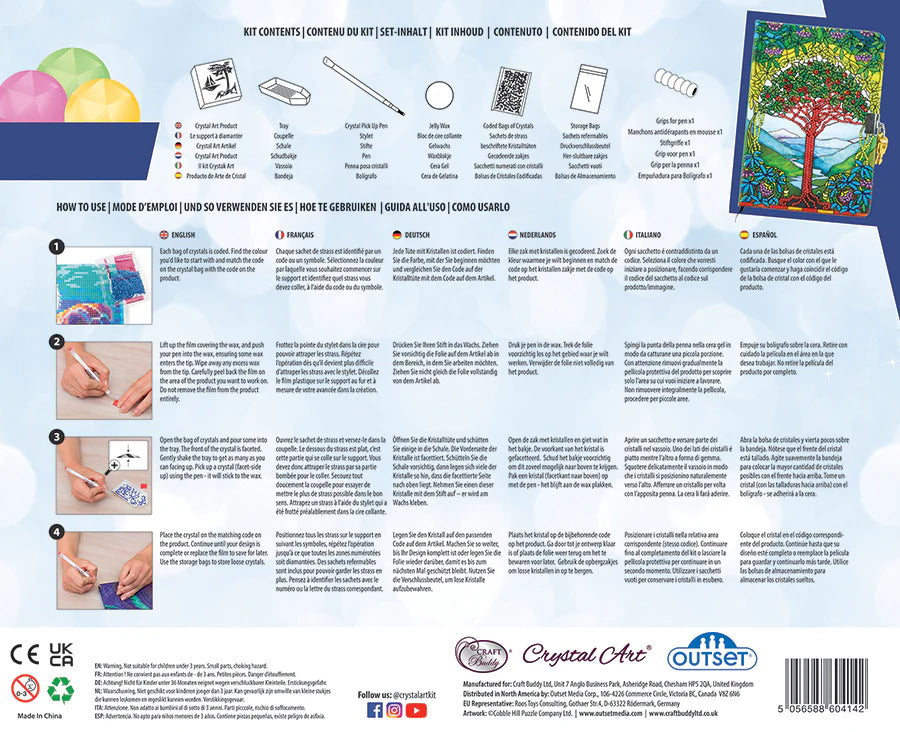 Secret Diary Kit-Tree of Life-Crystal Art-A personal journal or notebook known as a "diary" is used to keep track of everyday experiences, thoughts, feelings, and reflections. It is a tool that gives people a platform for self-expression and personal development by enabling them to reflect on and document their lives. Imagine keeping a secret diary with a beautiful crystal art design and writing about your day in it. Each diary includes 48 lined pages and is 6.1" x 8.5"