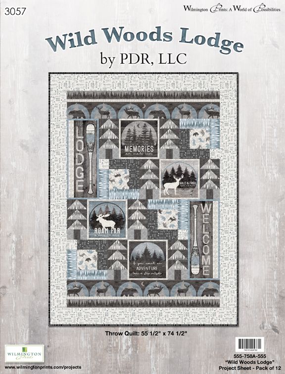 Wild Wood Lodge Quilt Kit - Throw Finished Size: 55.50" x 74.50" Free Pattern Kit includes fabric to complete quilt top and binding.