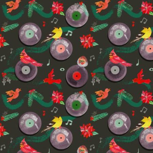 Mod Christmas Birds Song Bird Forest Green/Red From: Paintbrush Studio By Amarilys Henderson 100% Cotton 44/45"