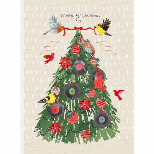 Mod Christmas Birds Tree Panel From Paintbrush Studio By Amarilys Henderson 100% Cotton Panel is 42" X 31"
