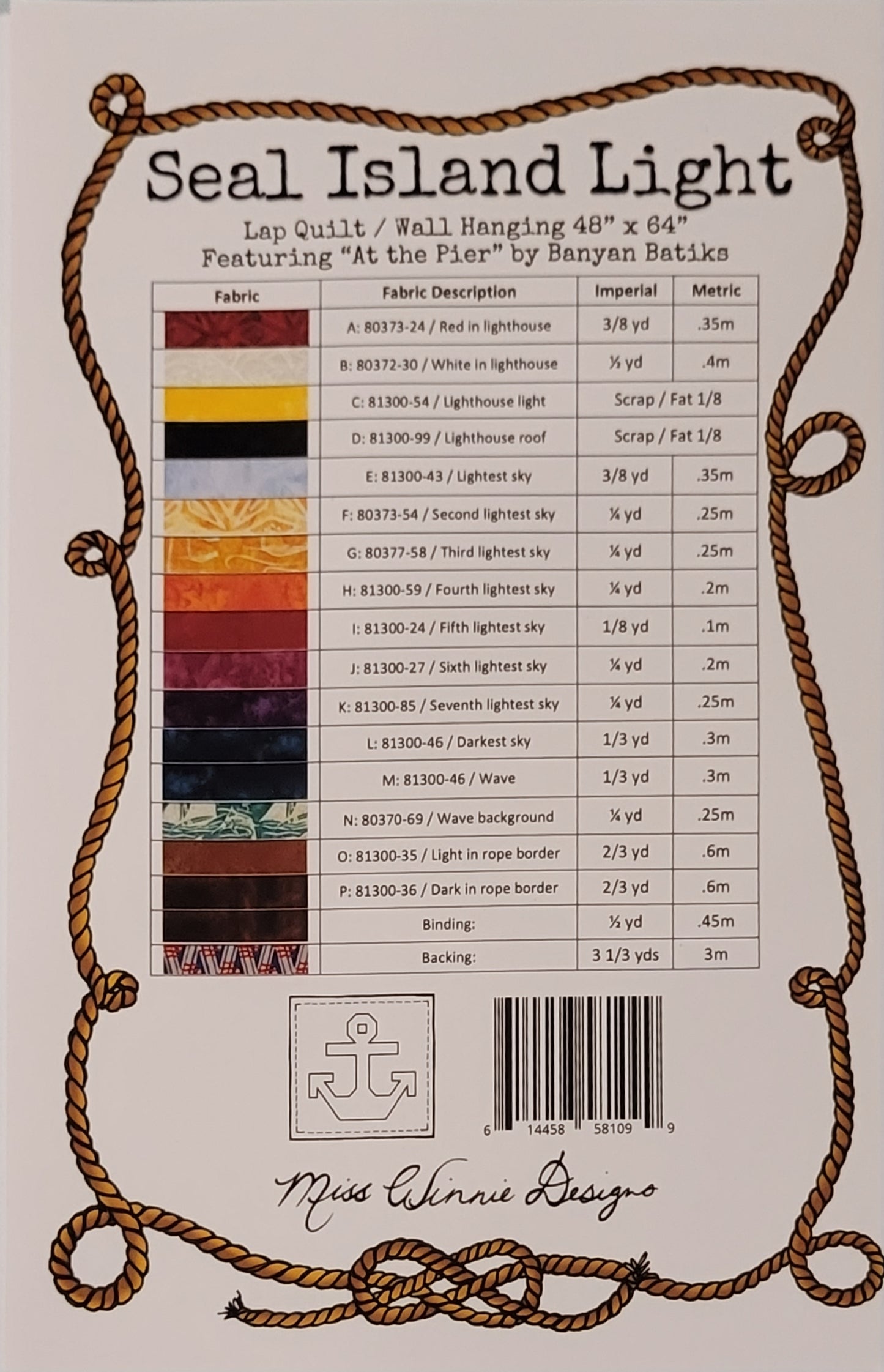 Seal Island Light Quilt Pattern - Miss Winnie Designs