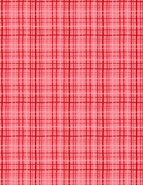 Red Plaid From Wilmington Prints By Nancy McKenzie Happy Hearts Collection 100% Cotton