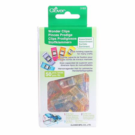 Wonder Clips Assorted Colours 50pc From Clover Needlecraft Made of: Plastic and Metal Use: Fabric Clip Included: 50 Clips per Pack