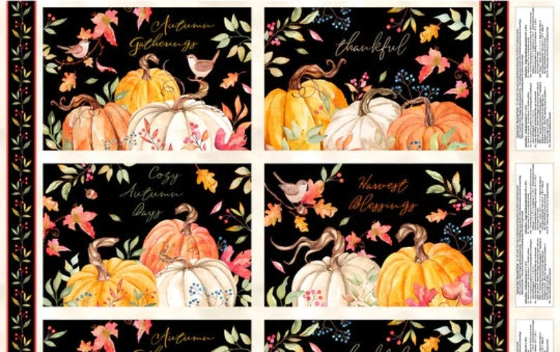 Autumn Day Placemat Panel - 4 Placemats Wilmington Prints Panel approx. 24.5" x 44/45"