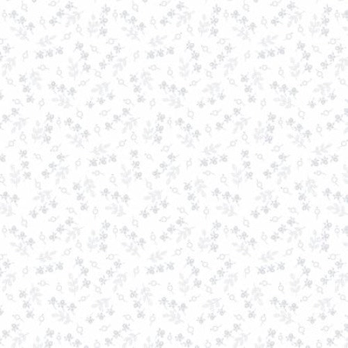 White on White Small Buds From Henry Glass 100% Cotton 44/45"