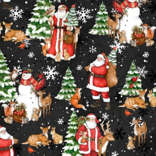 Winter Forest - Black Scenic From Wilmington Prints By Susan Winget Winter Forest Collection 100% Cotton
