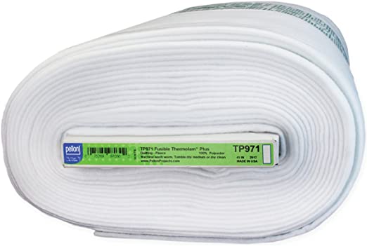 Pellon Fusible Thermolam Plus (Fusible Fleece)
Colour- White 1
100% Polyester
45"
Non-Woven
Fusible
Weight: Medium
Single Sided
Washing/Drying instructions: Machine wash warm, delicate cycle. Tumble dry low or dry clean.