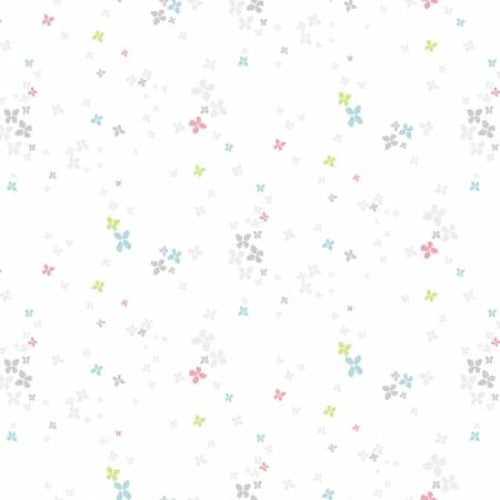 Light Multi Butterflies On White From: Studio E By Chelsea Design Works 100% Cotton 44/45"