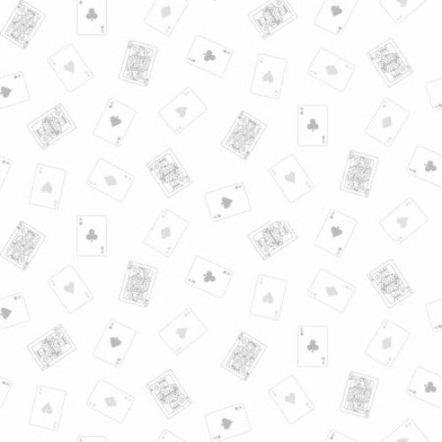 Light Grey Playing Cards On White From Studio E By Chelsea Design Works 100% Cotton 44/45"