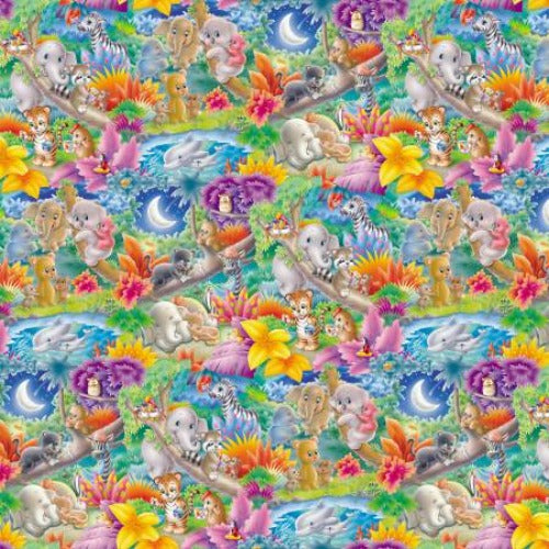 Multi Animal Collage From Studio E By Avinci, Lorella Painting the World Collection 100% Cotton 44/45"