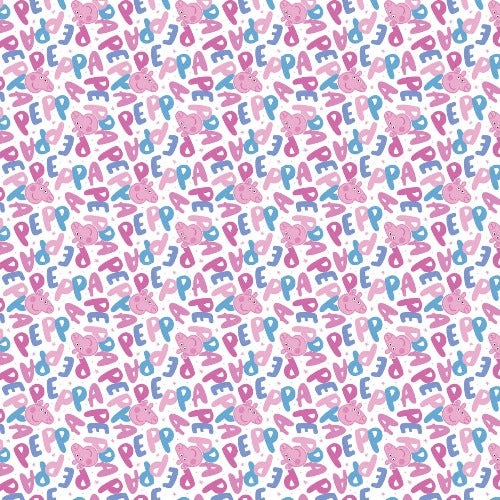 White Peppa Pig Face Toss From Camelot Fabrics 100% Cotton