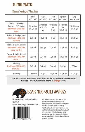 Tumbleweed - Bear Hug Quiltworks